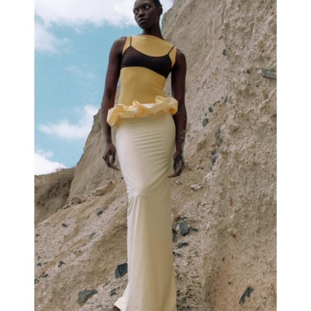 Maygel coronel yellow ruffle skirt S nwt